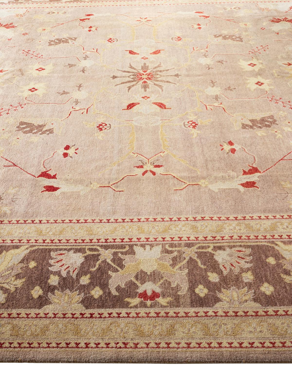 One-of-a-kind Hand Made Contemporary Eclectic Beige Area Rug In New Condition For Sale In Norwalk, CT