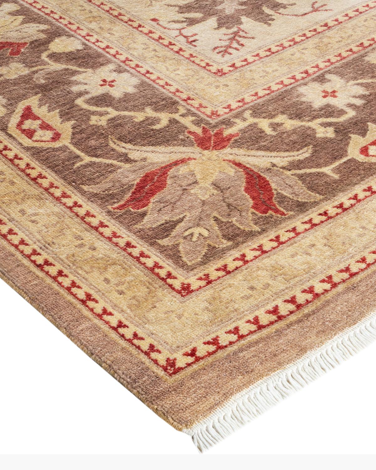 One-of-a-kind Hand Made Contemporary Eclectic Beige Area Rug For Sale 1