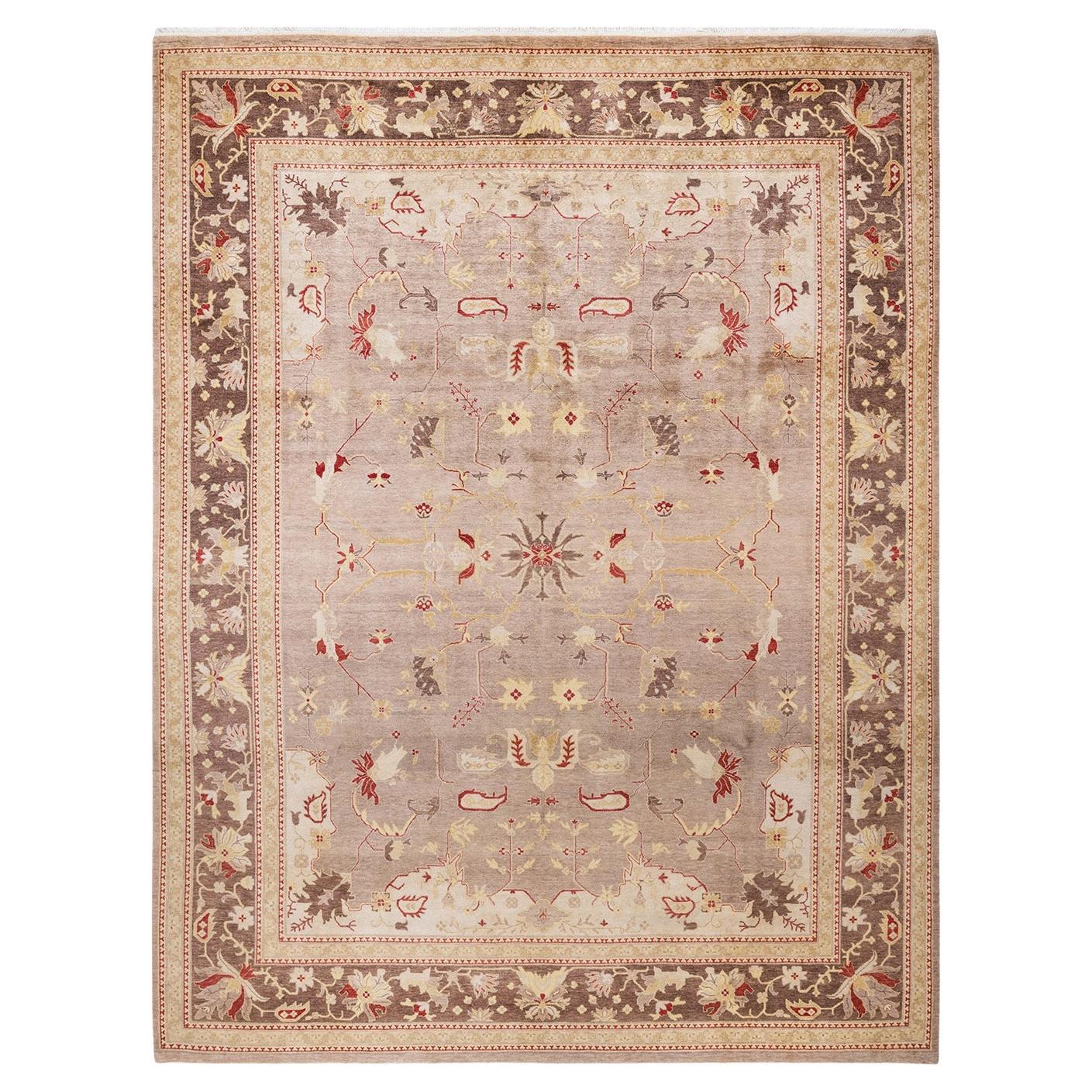 One-of-a-kind Hand Made Contemporary Eclectic Beige Area Rug For Sale