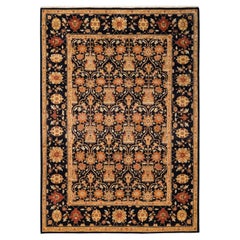 One-Of-A-Kind Hand Made Contemporary Eclectic Black Area Rug