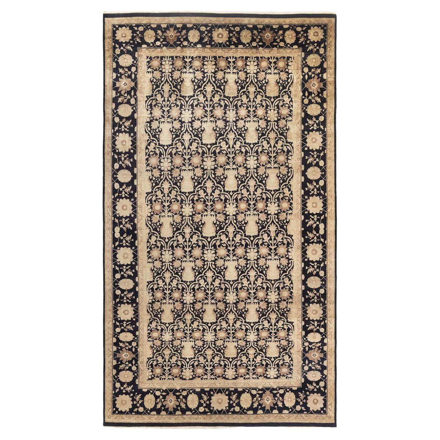 One-of-a-kind Hand Made Contemporary Eclectic Black Area Rug For Sale