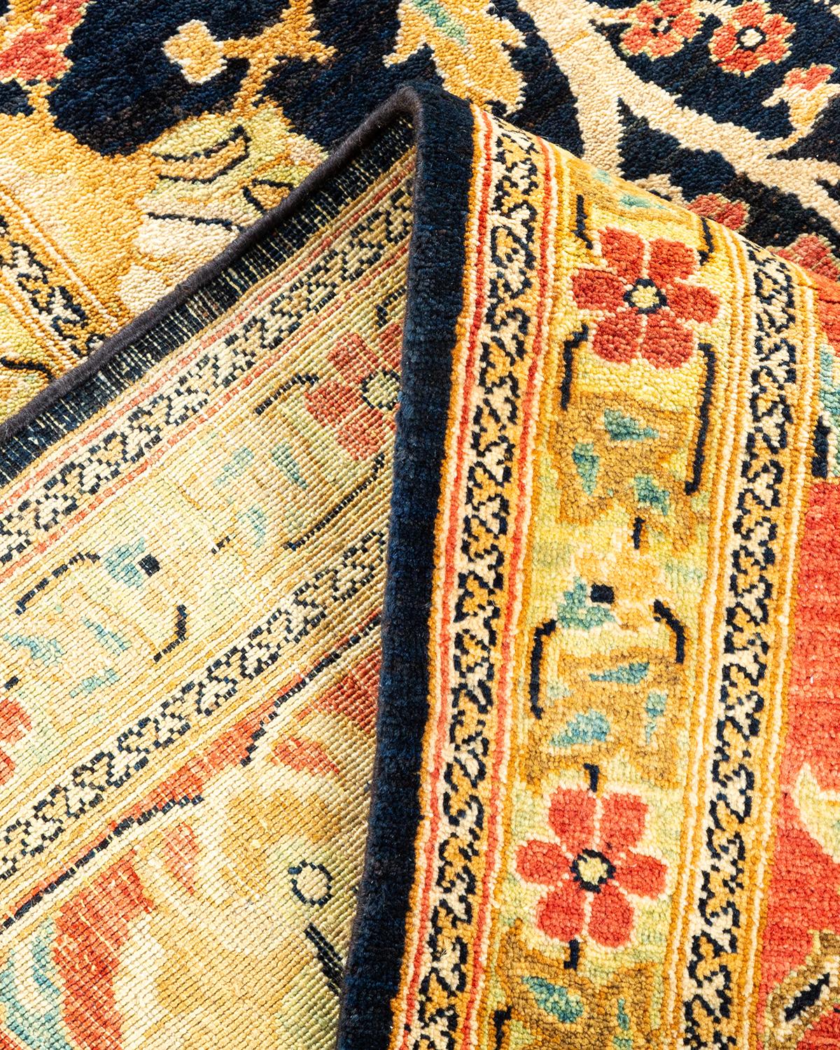 Pakistani One-of-a-kind Hand Made Contemporary Eclectic Black Area Rug For Sale