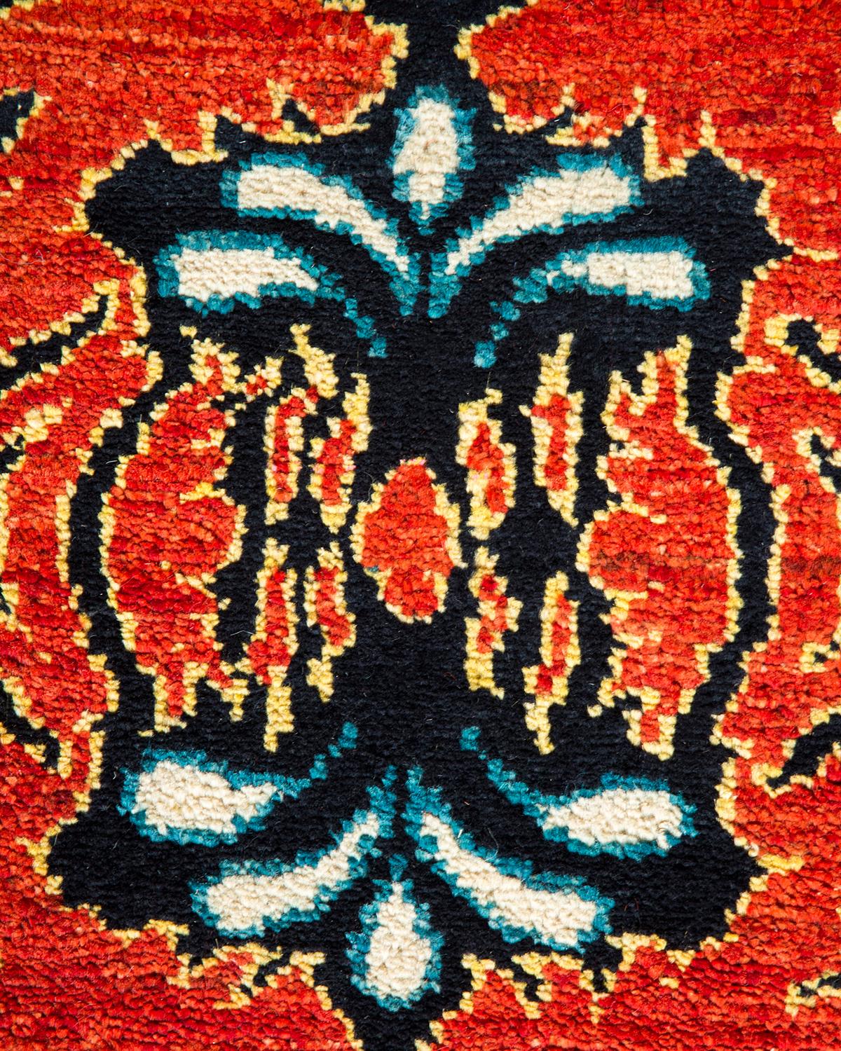 XXIe siècle et contemporain Tapis noir contemporain éclectique fait à la main unique en son genre en vente