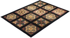 One-Of-A-Kind Hand Made Contemporary Eclectic Black Area Rug