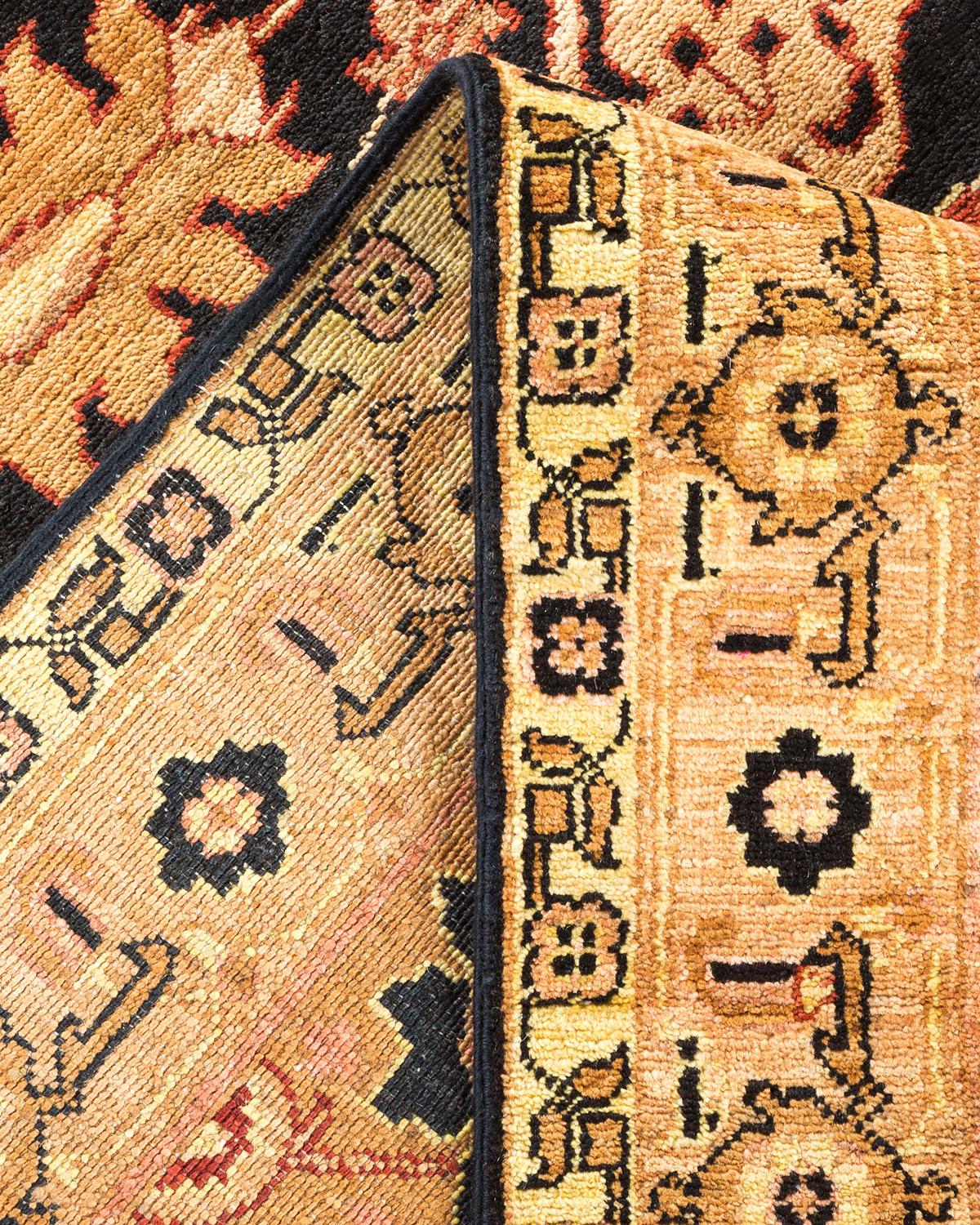 Pakistano Tappeto contemporaneo eclettico nero unico nel suo genere, Hand Made in vendita