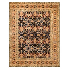 One-of-a-Kind Hand Made Contemporary Eclectic Black Area Rug