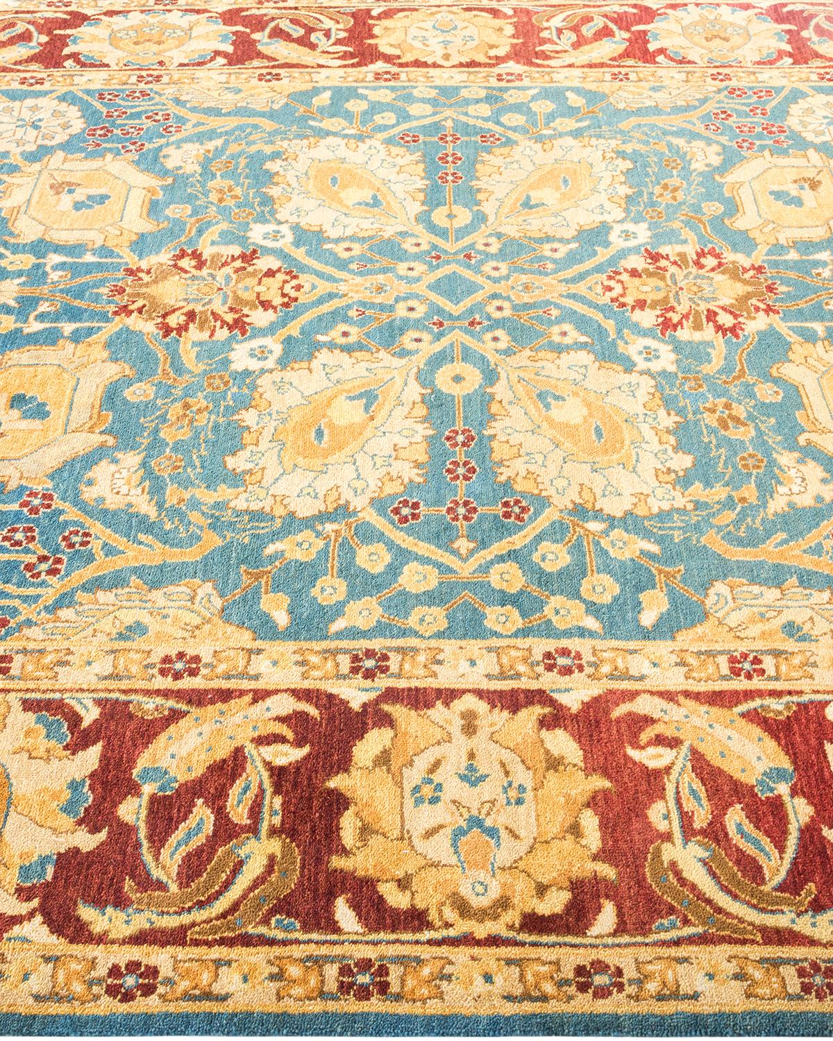 Tapis bleu contemporain éclectique fait à la main, unique en son genre Neuf - En vente à Norwalk, CT