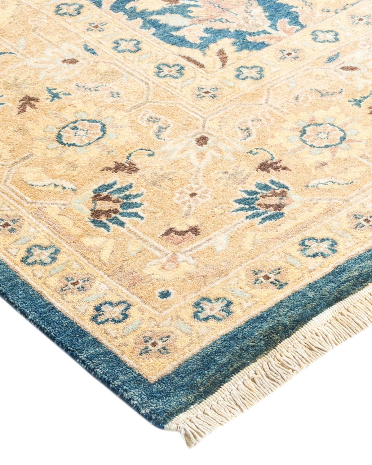 One-Of-A-Kind Hand Made Contemporary Eclectic Blue Area Rug For Sale 1