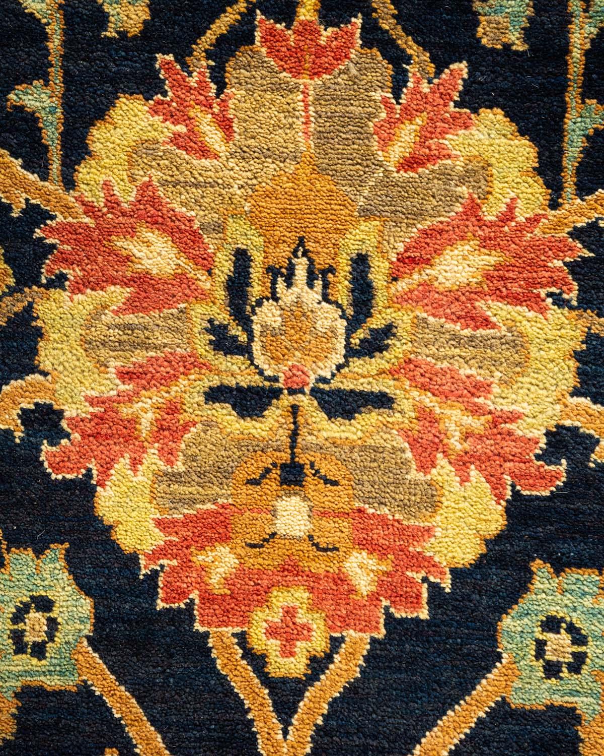 One-Of-A-Kind Hand Made Contemporary Eclectic Blue Area Rug For Sale 1