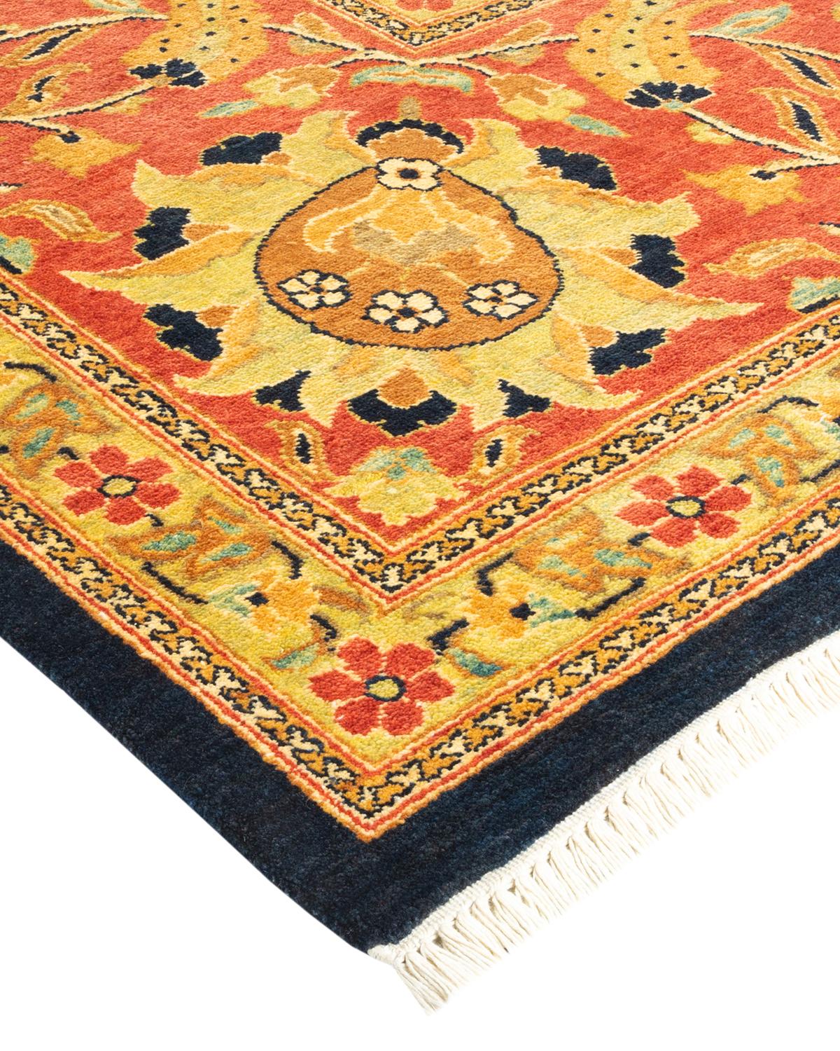One-Of-A-Kind Hand Made Contemporary Eclectic Blue Area Rug For Sale 2