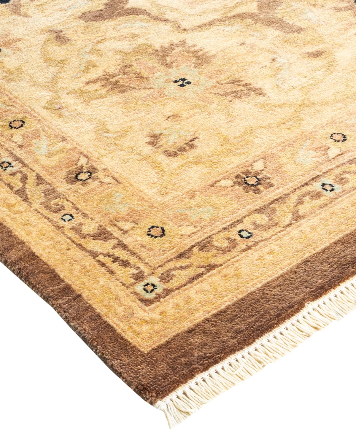 One-Of-A-Kind Hand Made Contemporary Eclectic Brown Area Rug For Sale 1