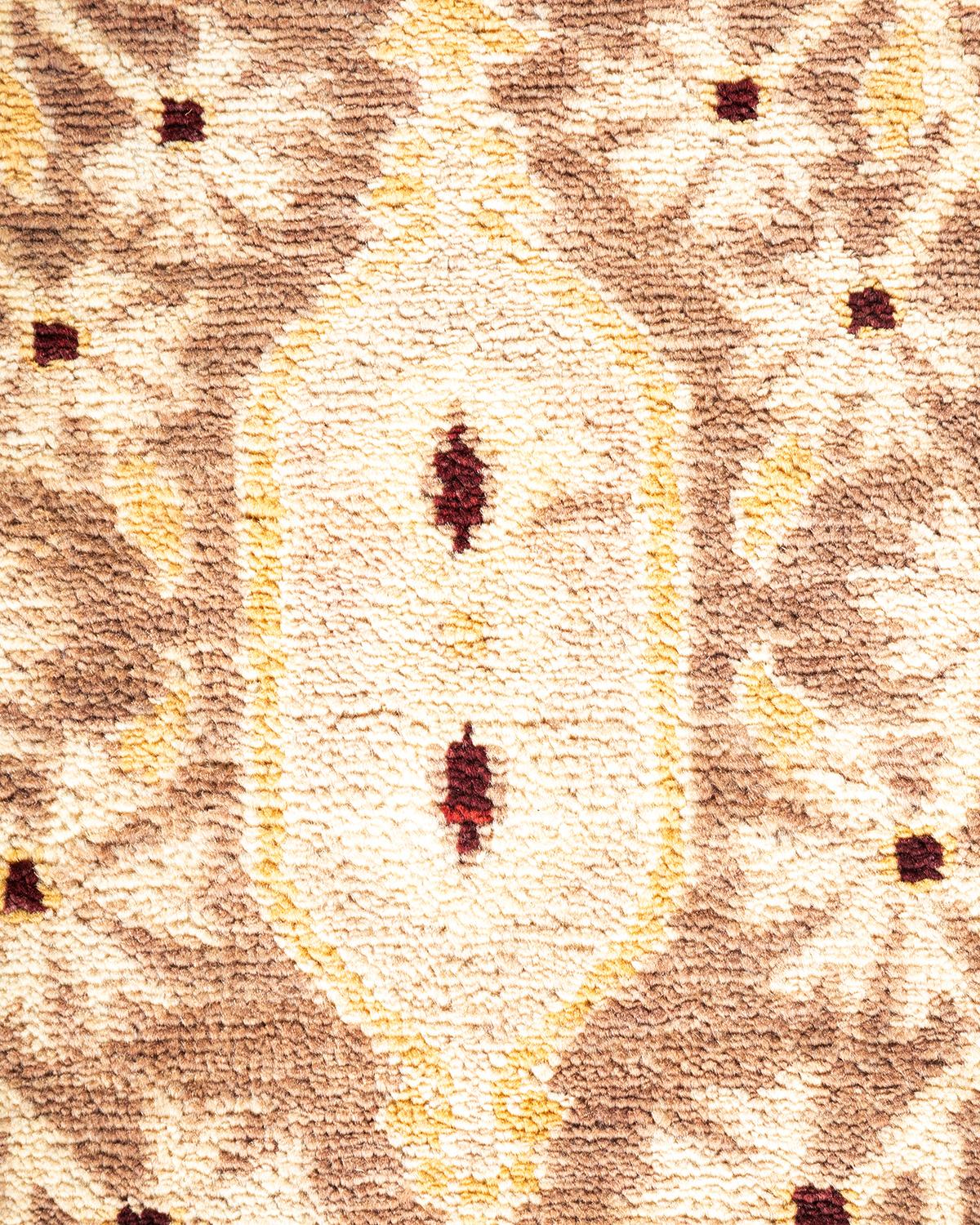 Alfombra contemporánea ecléctica marrón hecha a mano única en su género Siglo XXI y contemporáneo en venta