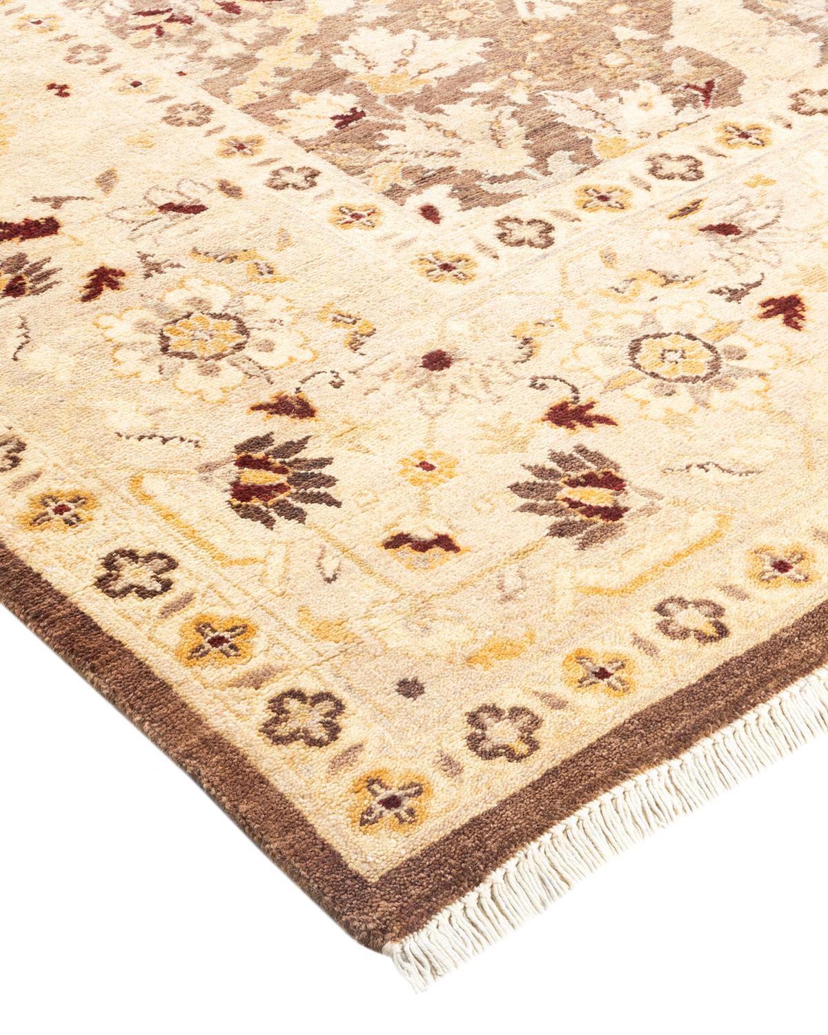 One-Of-A-Kind Hand Made Contemporary Eclectic Brown Area Rug For Sale 1