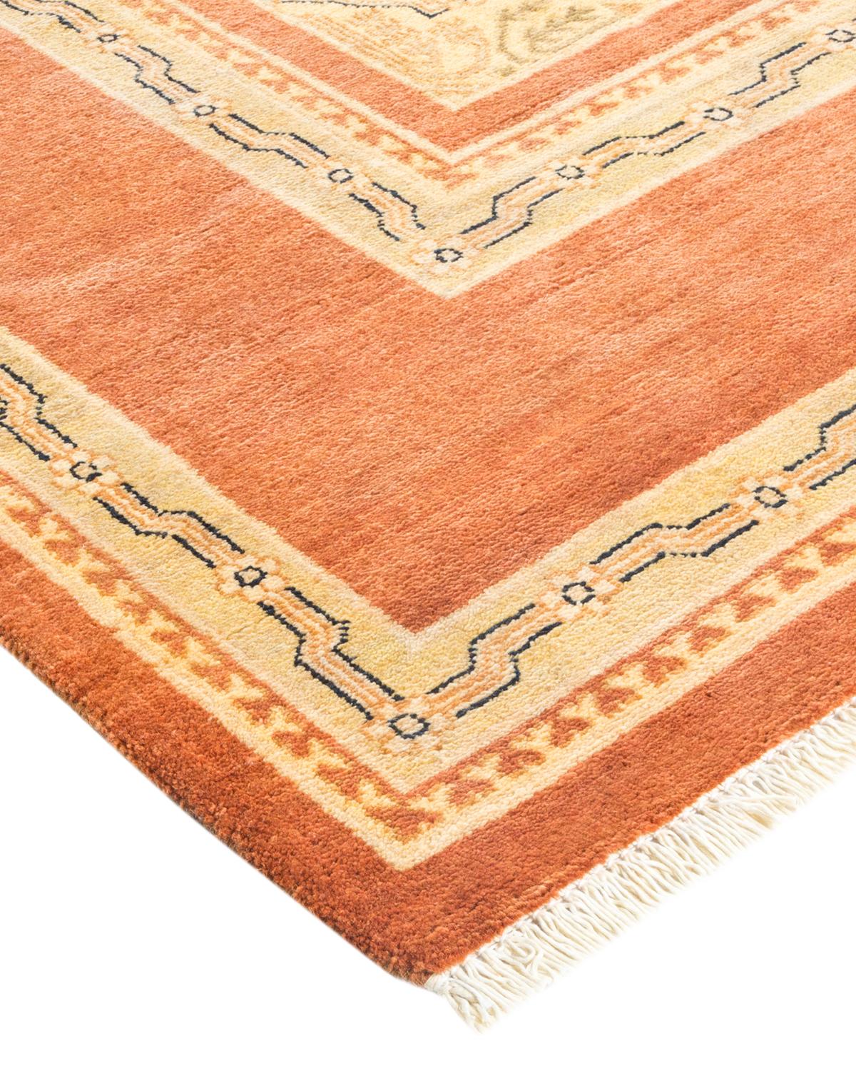 Lana Tappeto contemporaneo eclettico marrone, unico nel suo genere, Hand Made in vendita