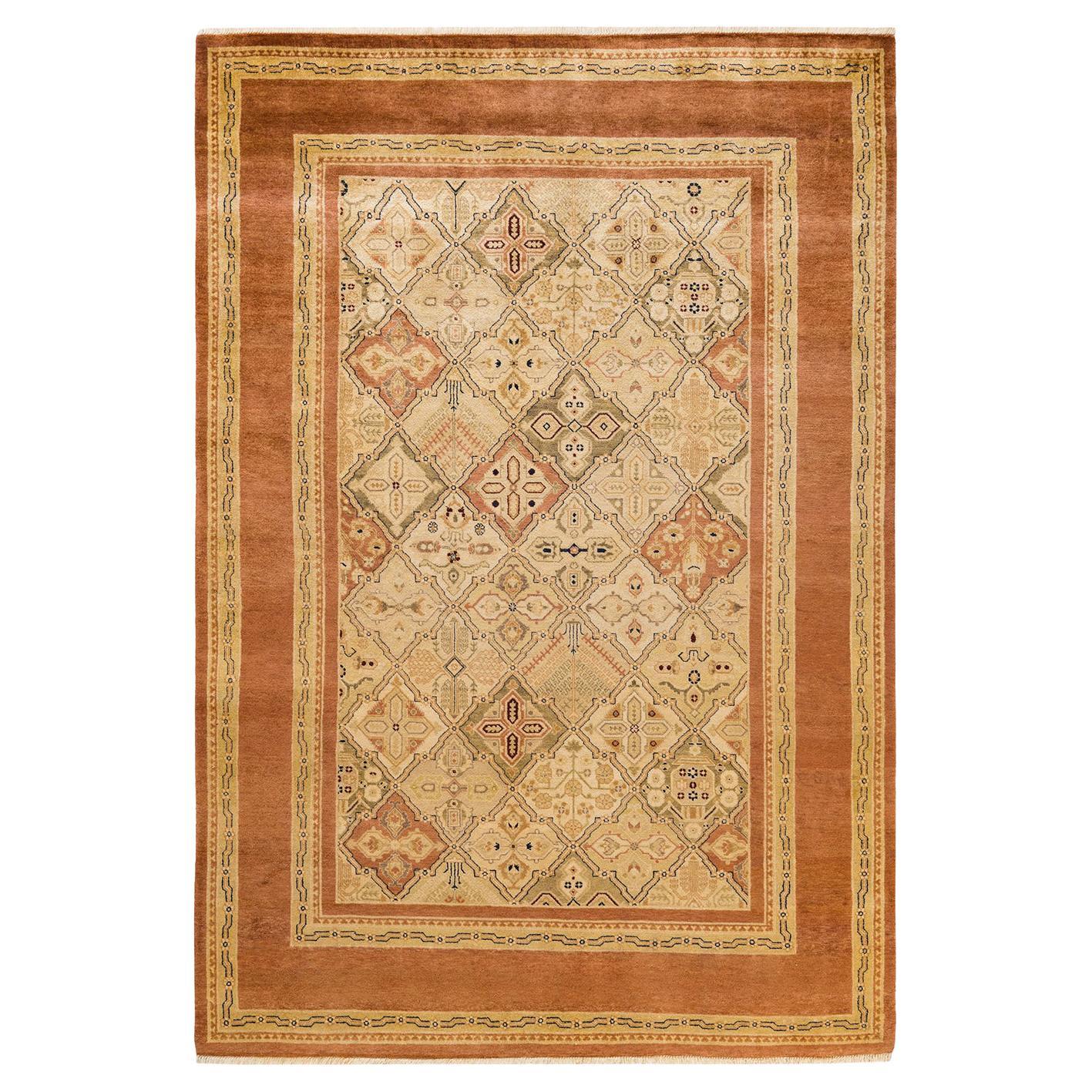 One-of-a-Kind Hand Made Contemporary Eclectic Brown Area Rug For Sale