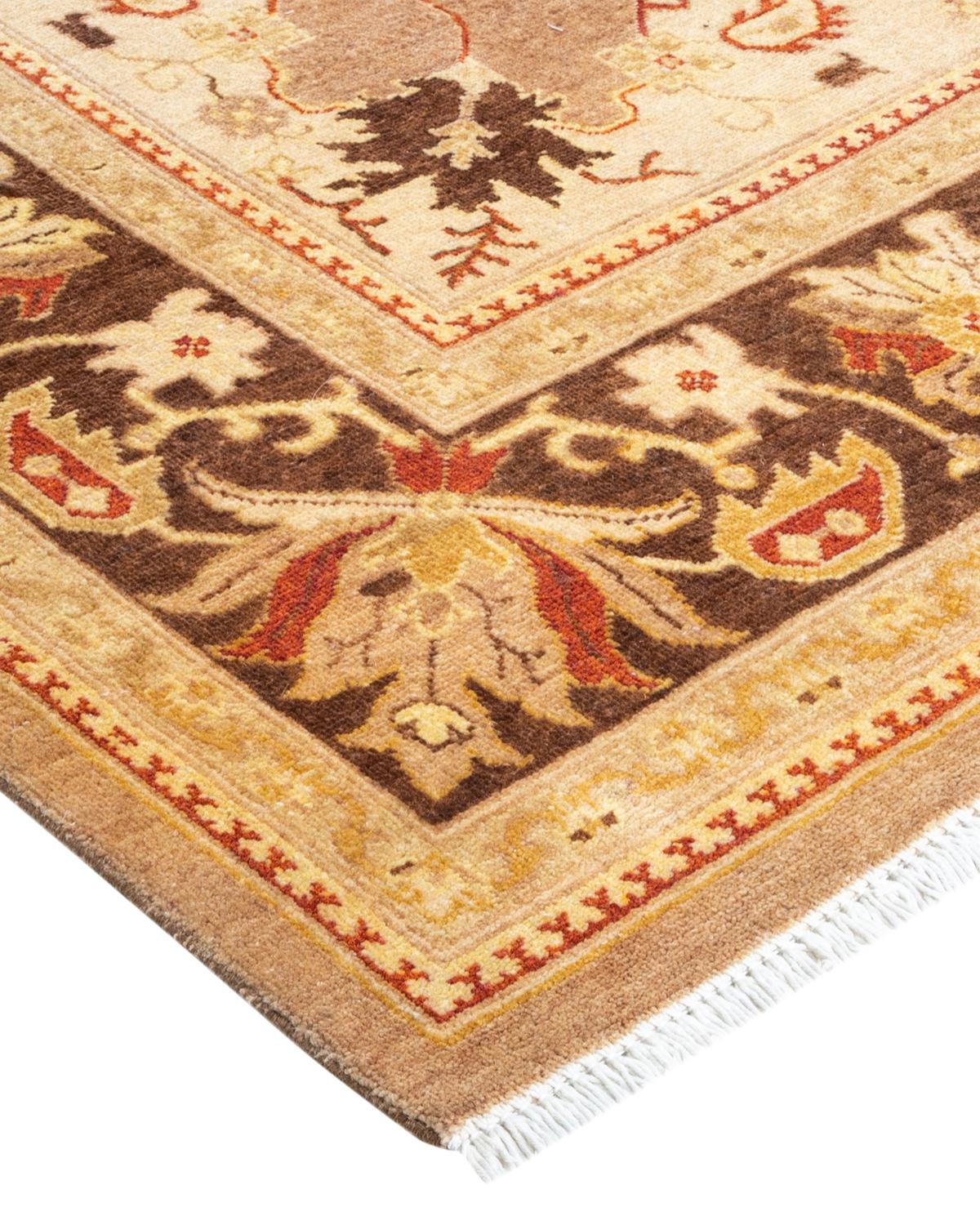 Einzigartiger handgefertigter zeitgenössischer eklektischer brauner Vorleger (Wolle) im Angebot