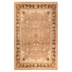 One-Of-A-Kind Hand Made Contemporary Eclectic Brown Area Rug