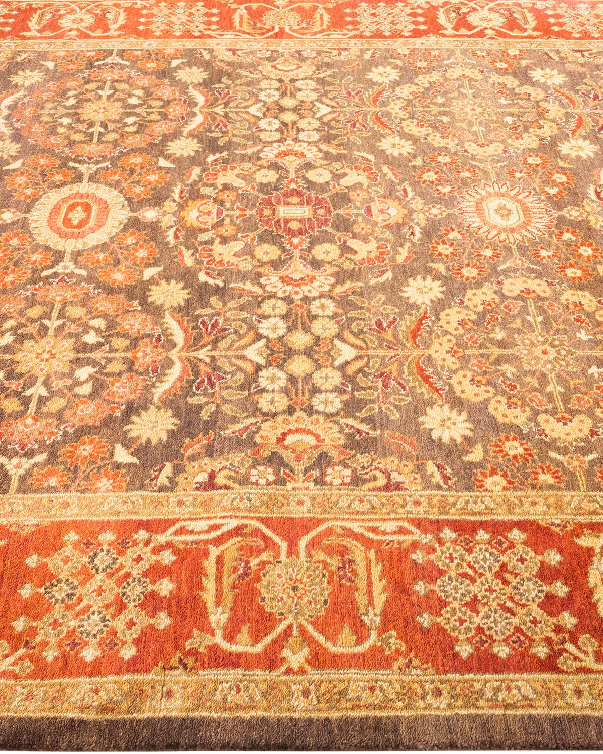 One-of-a-kind Hand Made Contemporary Eclectic Brown Area Rug In New Condition For Sale In Norwalk, CT