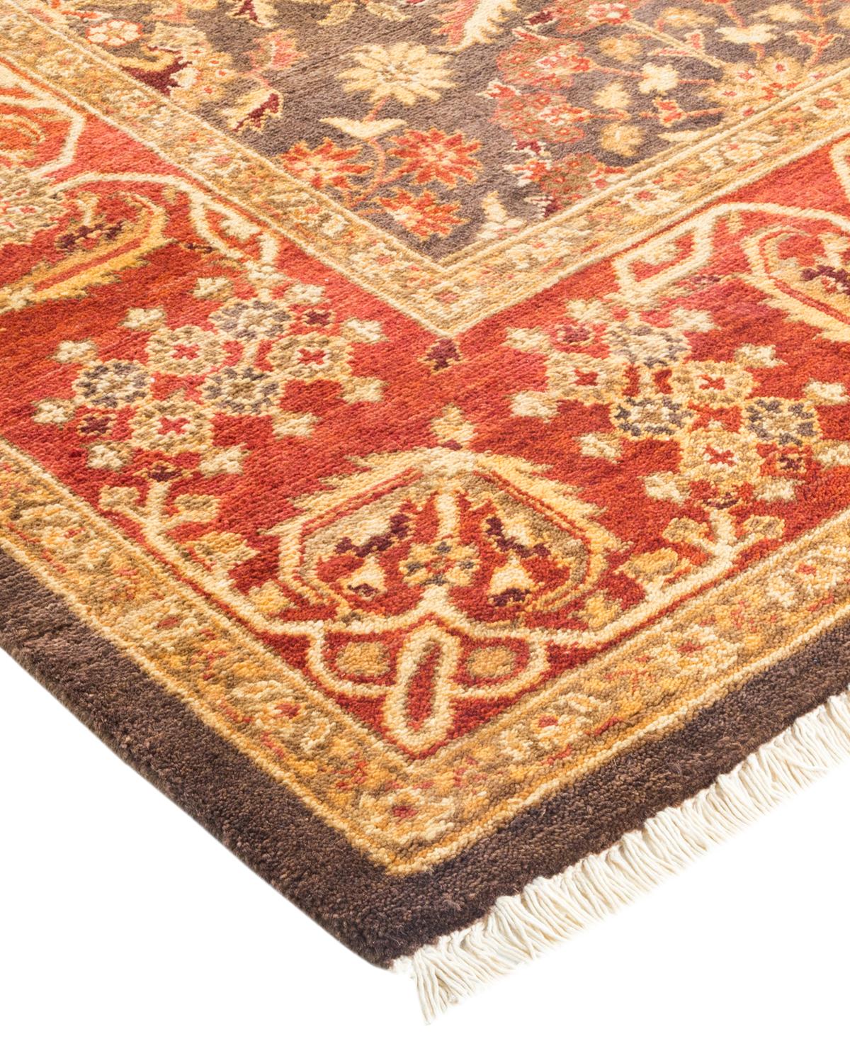 One-of-a-kind Hand Made Contemporary Eclectic Brown Area Rug For Sale 1