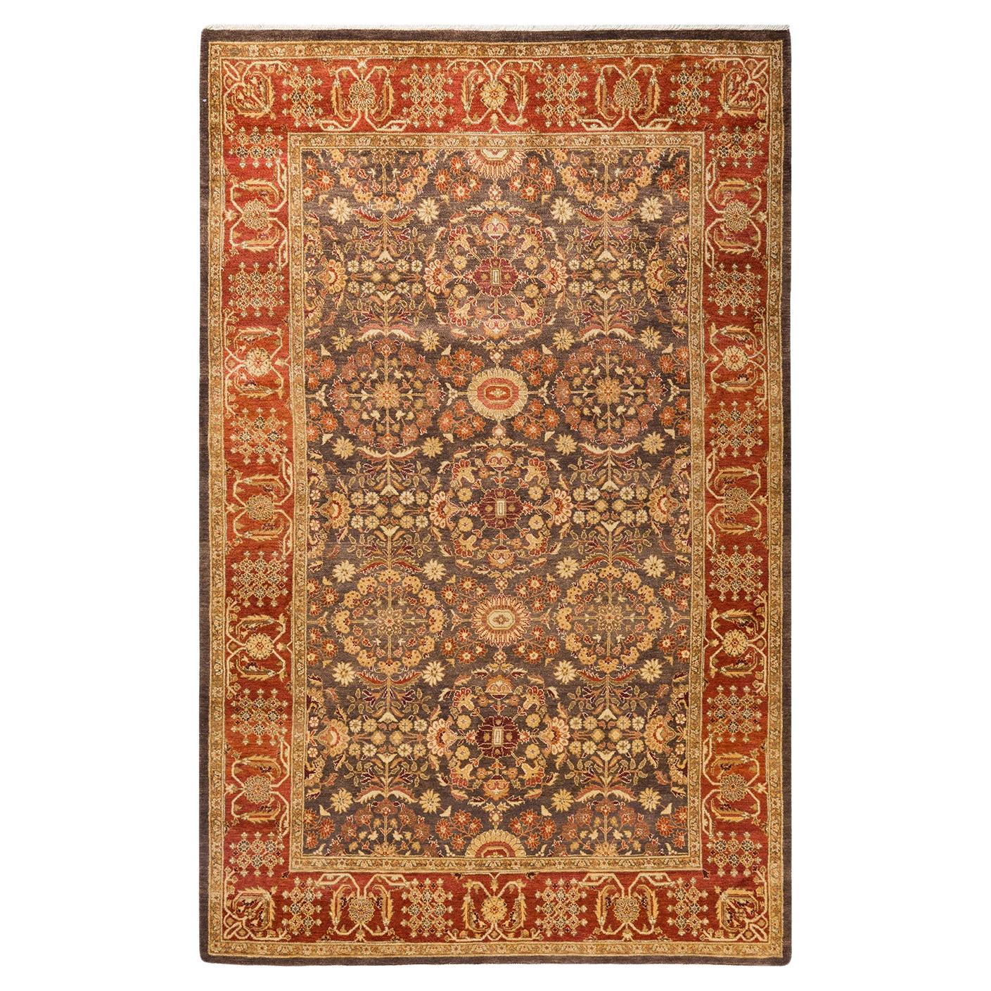 One-of-a-kind Hand Made Contemporary Eclectic Brown Area Rug For Sale