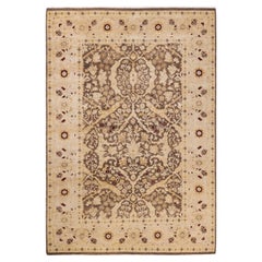 One-Of-A-Kind Hand Made Contemporary Eclectic Brown Area Rug