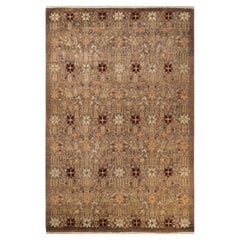 One-of-a-Kind Hand Made Contemporary Eclectic Brown Area Rug