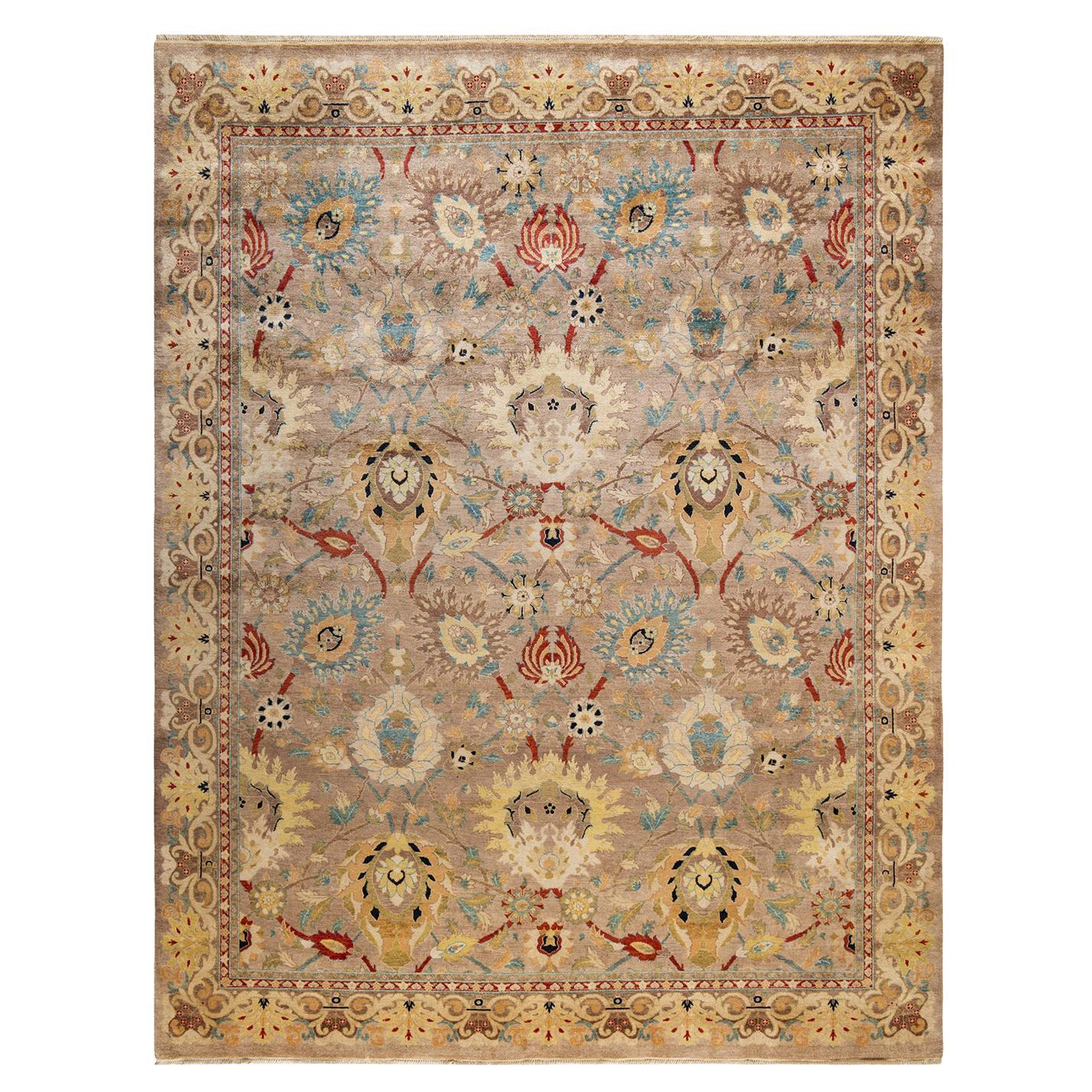 OneOfAKind Hand Made Contemporary Eclectic Brown Area Rug For Sale