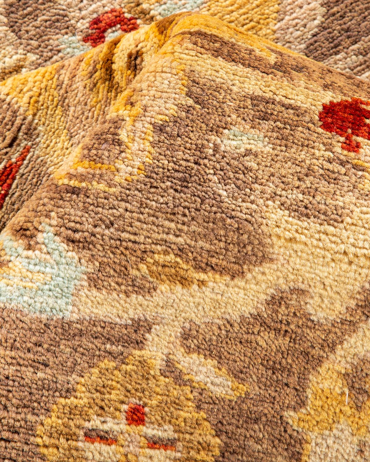 Pakistano Tappeto contemporaneo eclettico marrone, unico nel suo genere, Hand Made in vendita