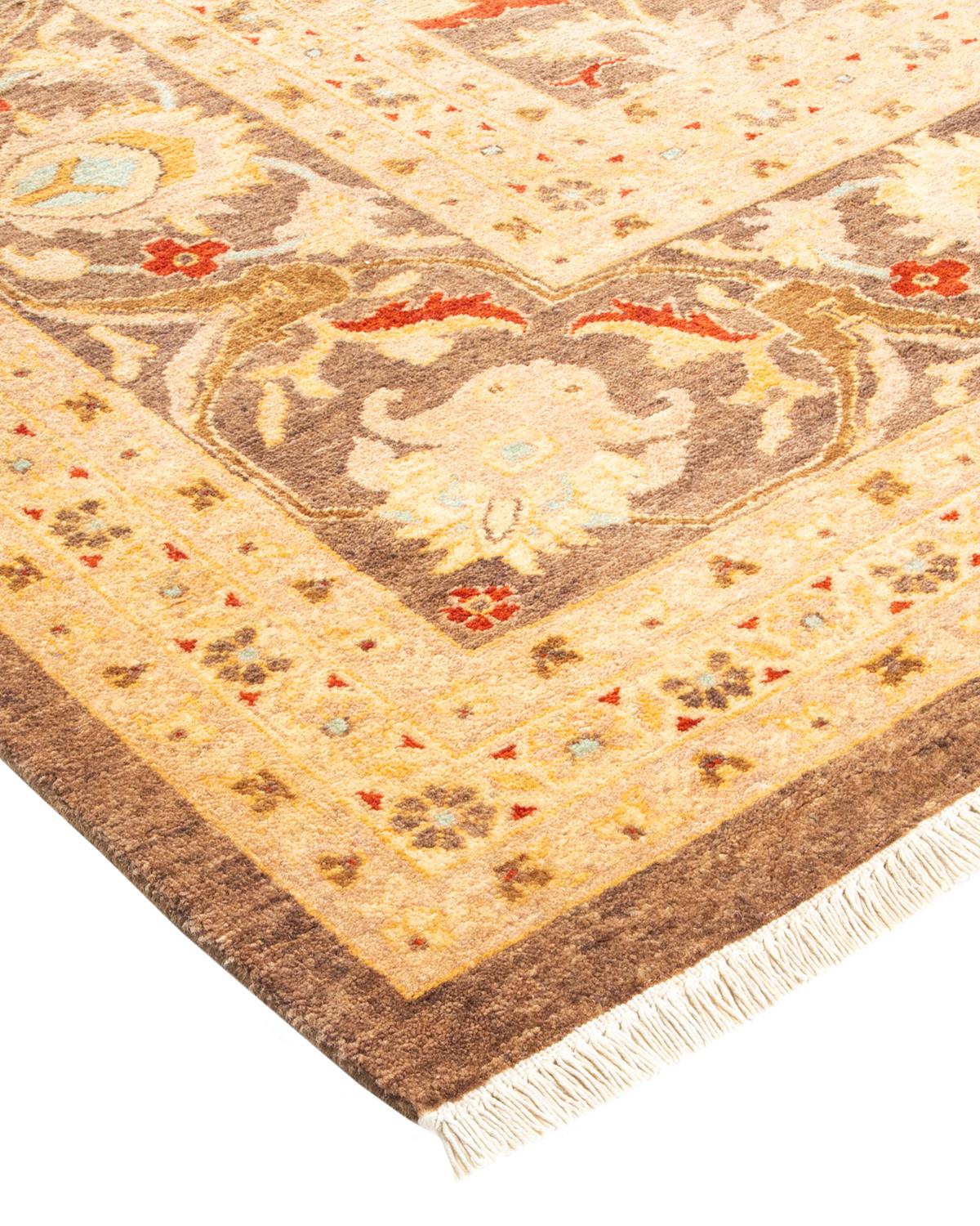 One-Of-A-Kind Hand Made Contemporary Eclectic Brown Area Rug For Sale 2