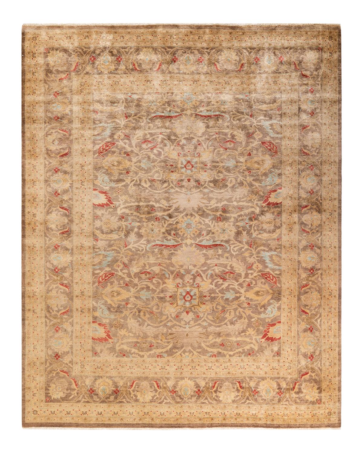 Handgefertigter, zeitgenössischer, eklektischer brauner Teppich, Unikat (Sonstiges) im Angebot