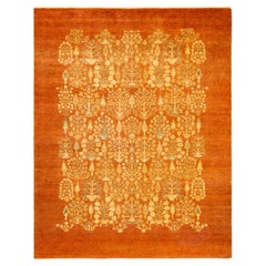 One-Of-A-Kind Hand Made Contemporary Eclectic Brown Area Rug