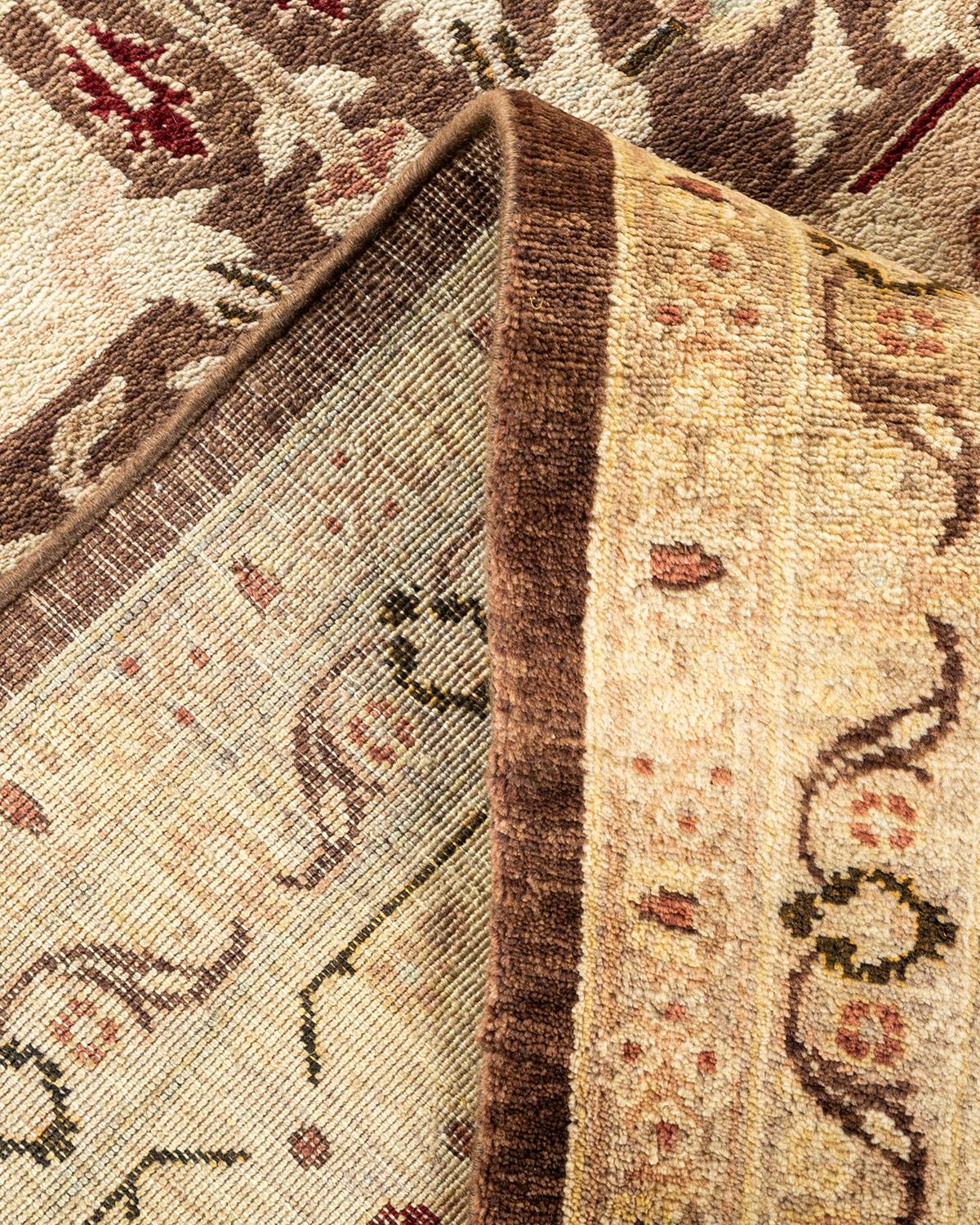 Pakistani One-Of-A-Kind Hand Made Contemporary Eclectic Brown Area Rug For Sale