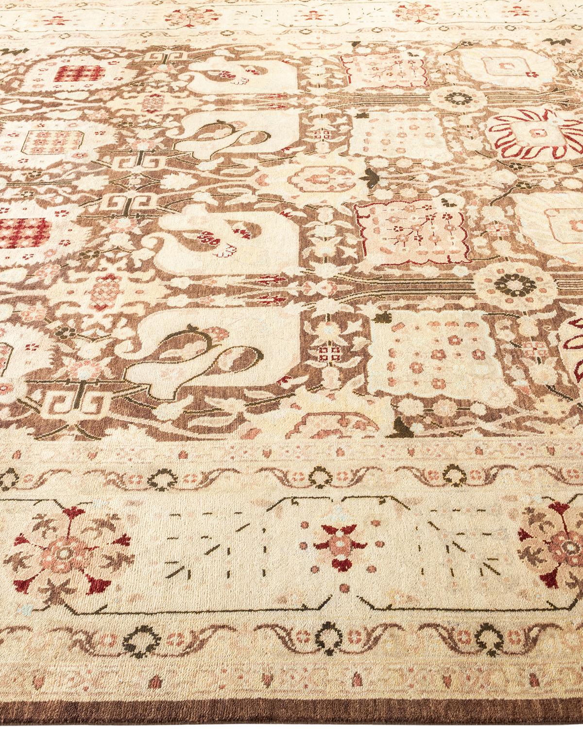 One-Of-A-Kind Hand Made Contemporary Eclectic Brown Area Rug In New Condition For Sale In Norwalk, CT