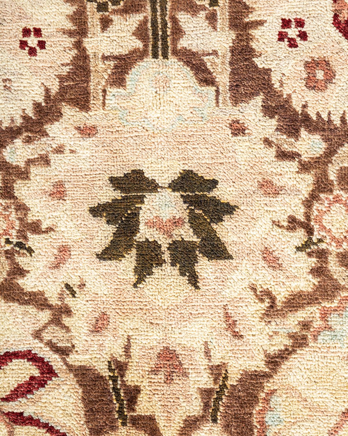 Wool One-Of-A-Kind Hand Made Contemporary Eclectic Brown Area Rug For Sale