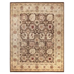 One-Of-A-Kind Hand Made Contemporary Eclectic Brown Area Rug