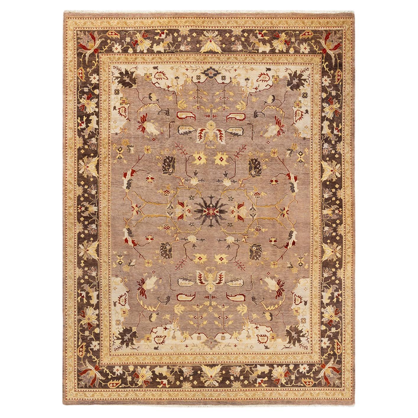 One-of-a-kind Hand Made Contemporary Eclectic Brown Area Rug