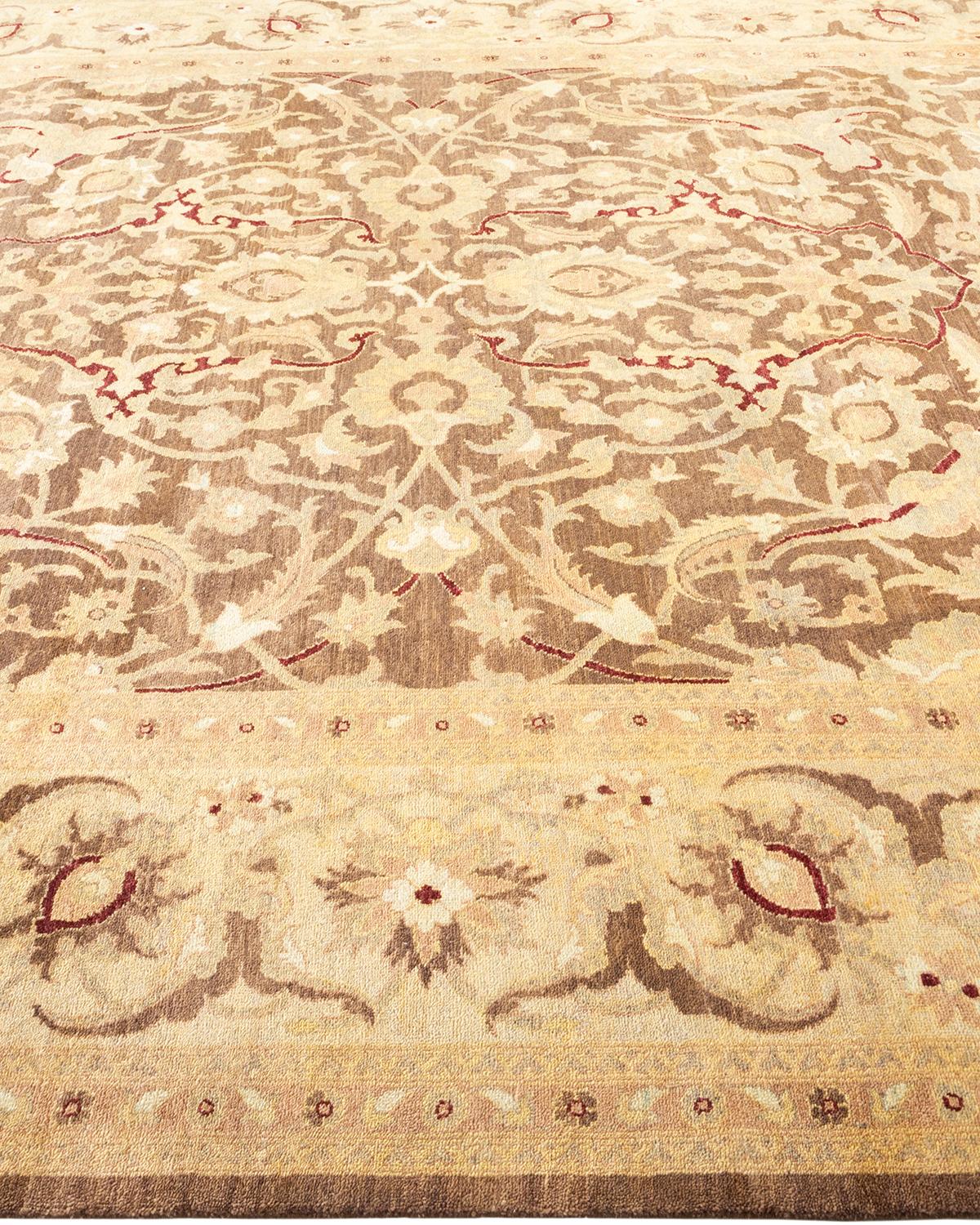 One-of-a-Kind Hand Made Contemporary Eclectic Brown Area Rug In New Condition For Sale In Norwalk, CT