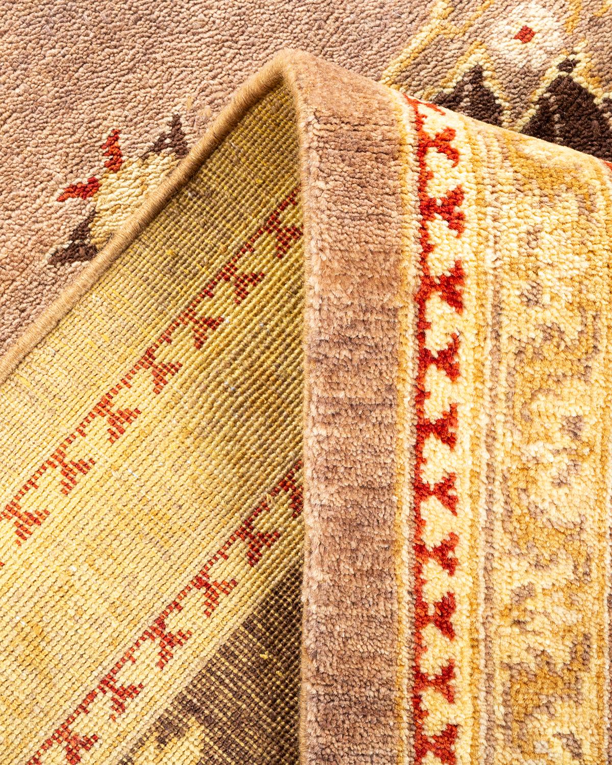 Pakistano Tappeto contemporaneo eclettico marrone, unico nel suo genere, Hand Made in vendita