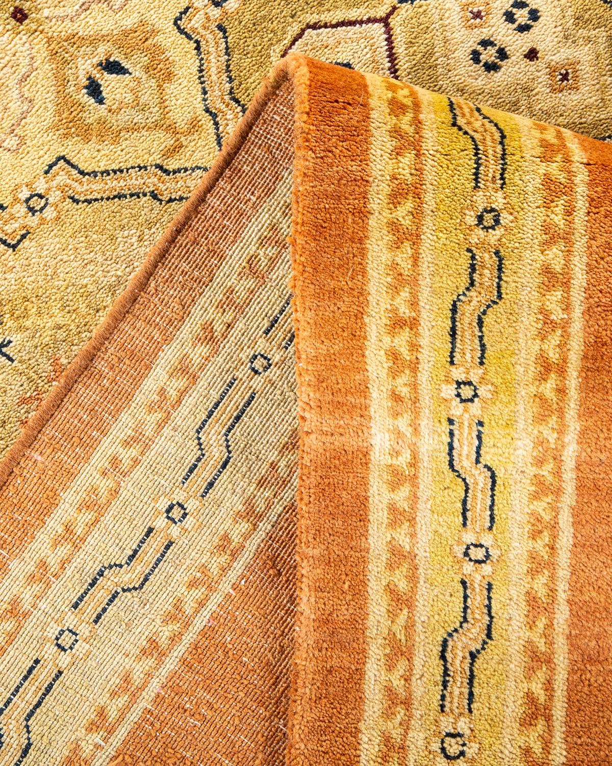 Alfombra contemporánea ecléctica marrón hecha a mano única en su género Pakistaní en venta