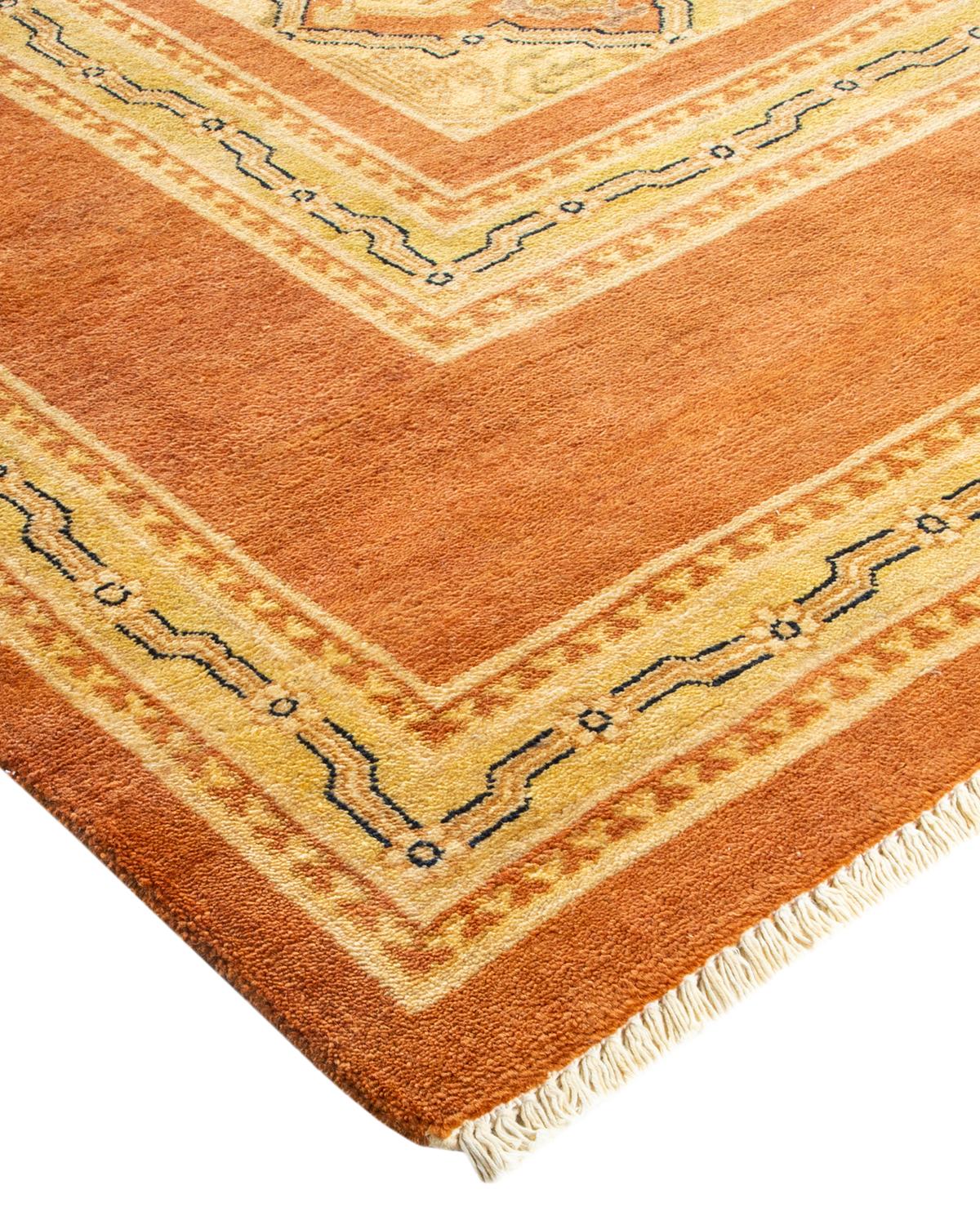 One-Of-A-Kind Hand Made Contemporary Eclectic Brown Area Rug For Sale 1