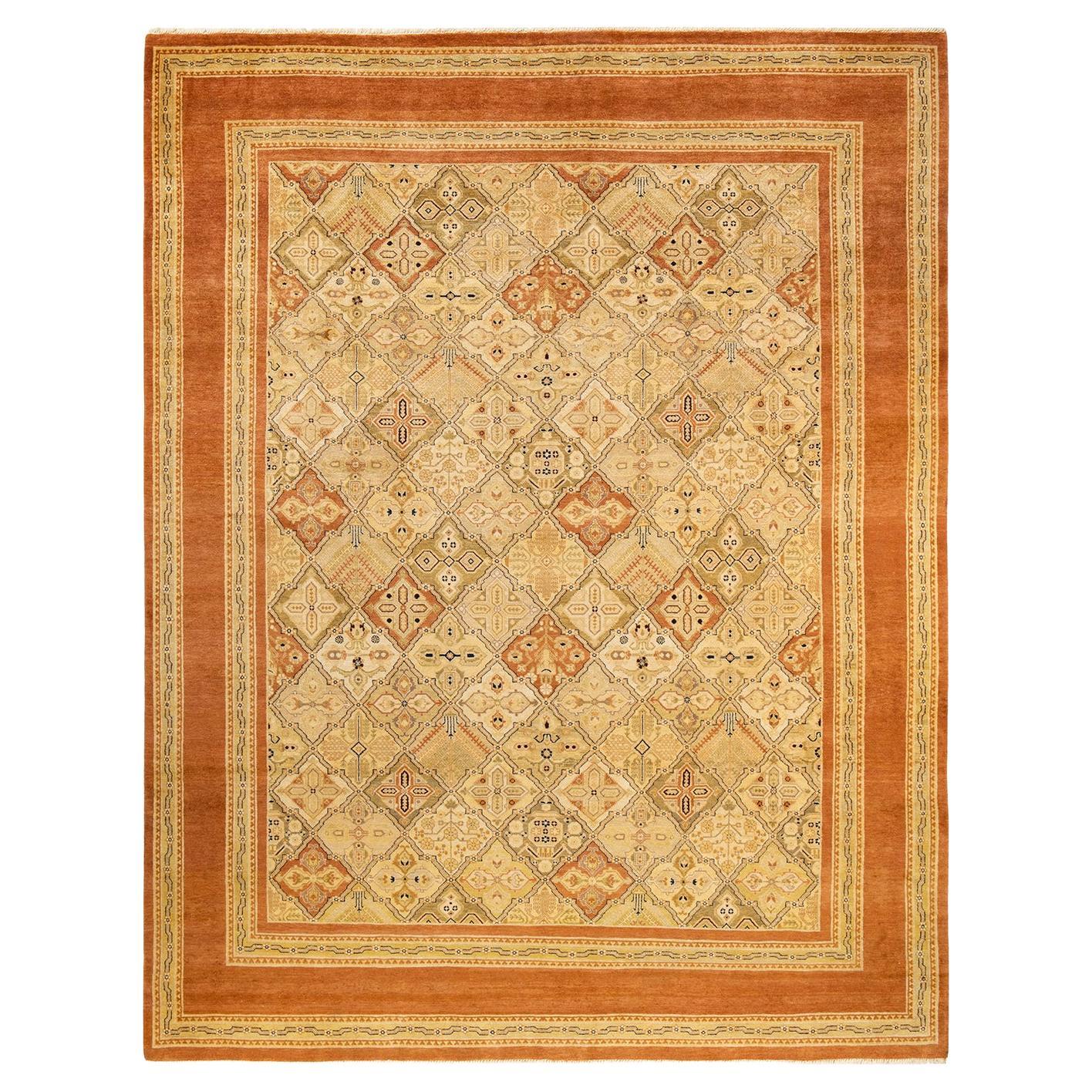 One-Of-A-Kind Hand Made Contemporary Eclectic Brown Area Rug