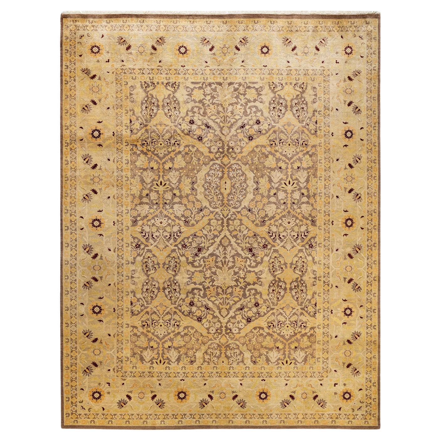 One-of-a-Kind Hand Made Contemporary Eclectic Brown Area Rug