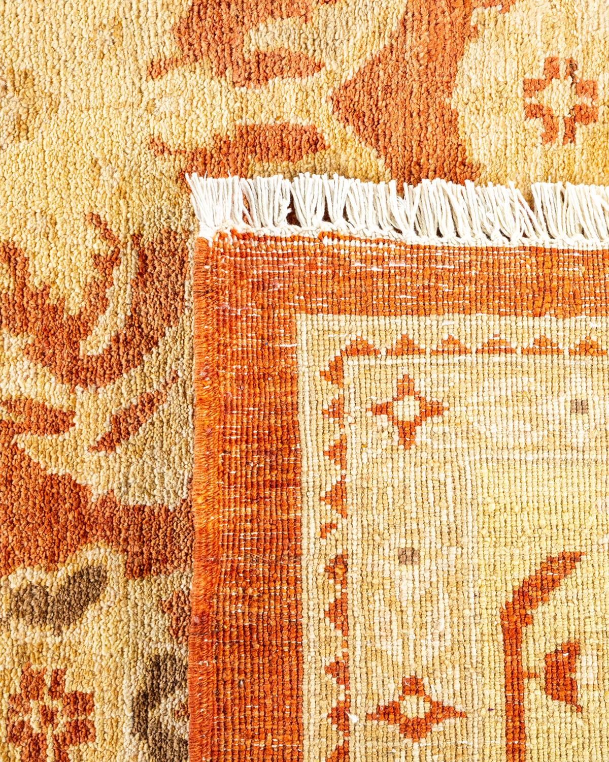 Annodato a mano Tappeto per l'area marrone contemporaneo eclettico Hand Made unico nel suo genere in vendita