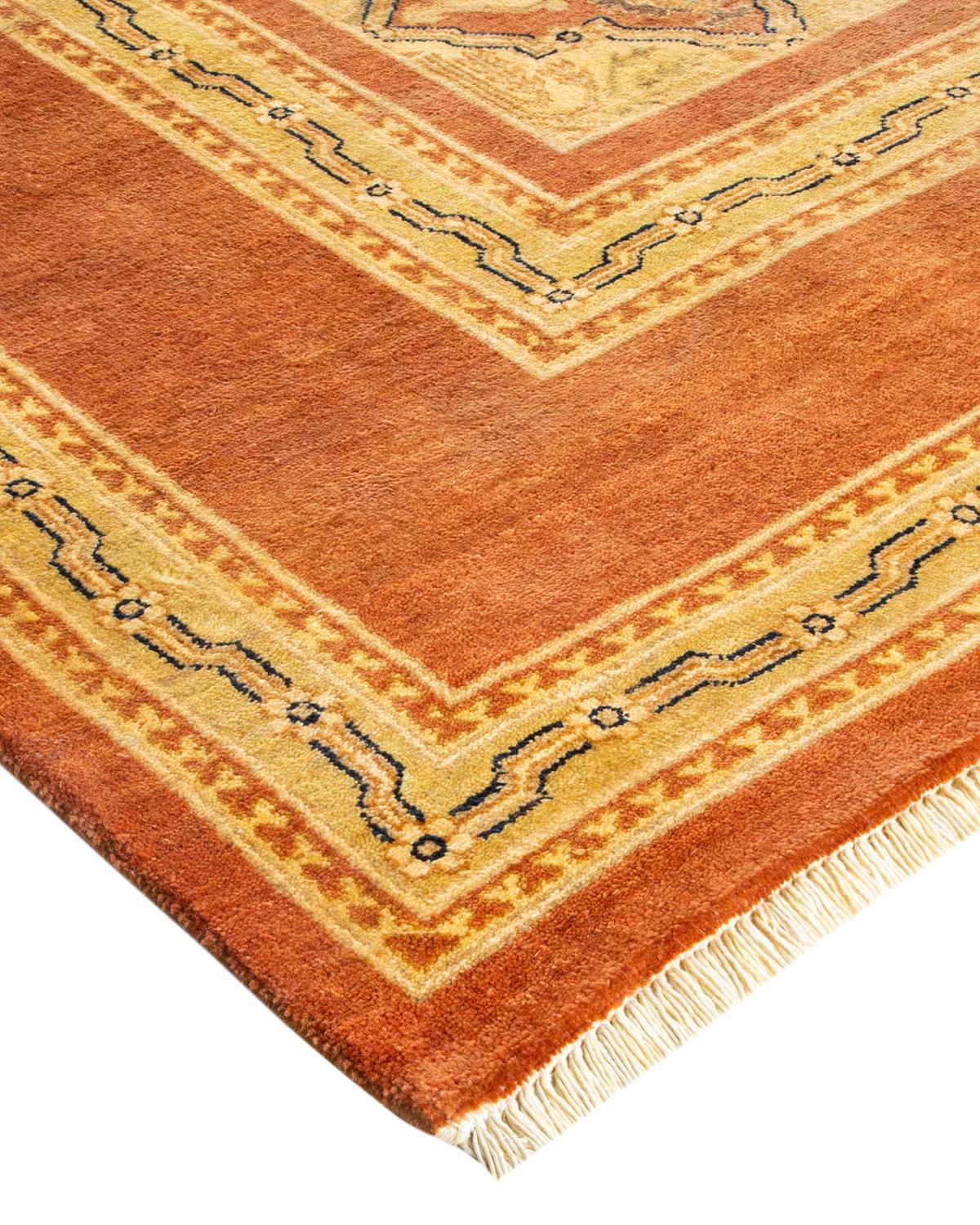 One-of-a-Kind Hand Made Contemporary Eclectic Brown Area Rug For Sale 1