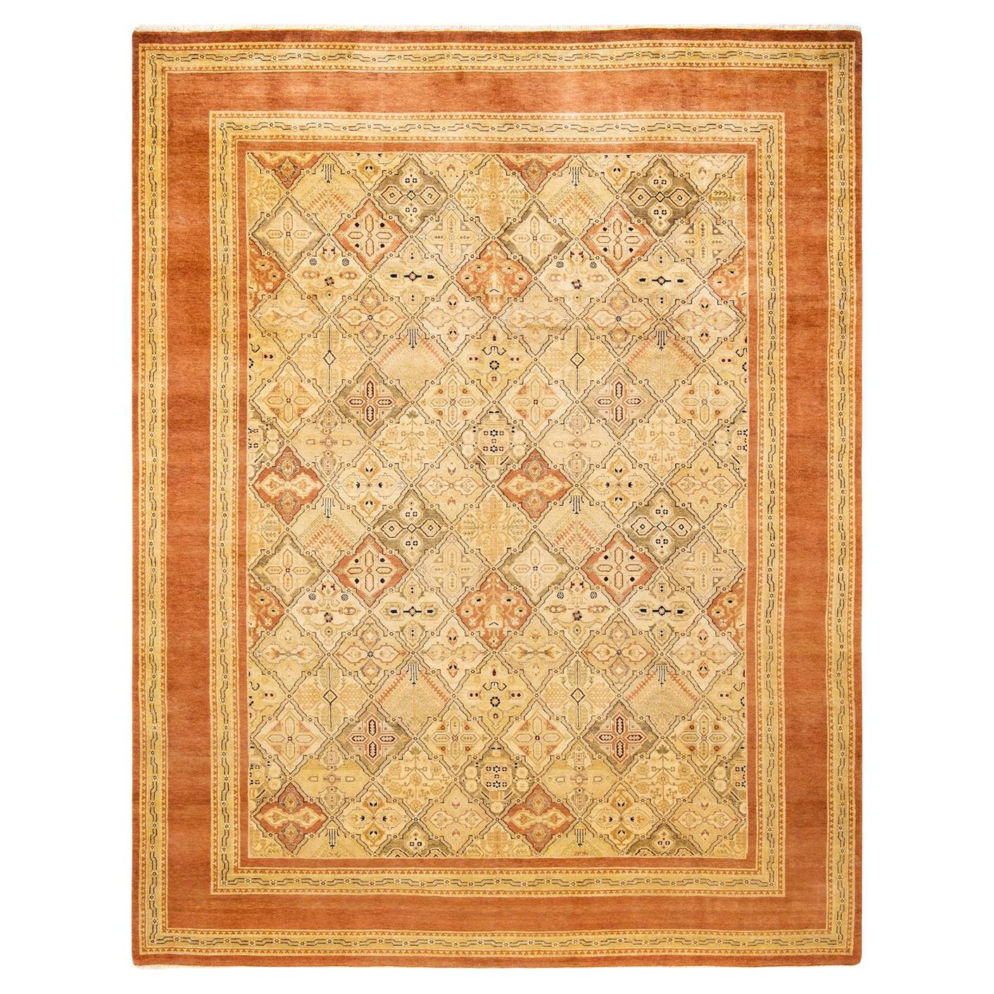 One-of-a-Kind Hand Made Contemporary Eclectic Brown Area Rug For Sale