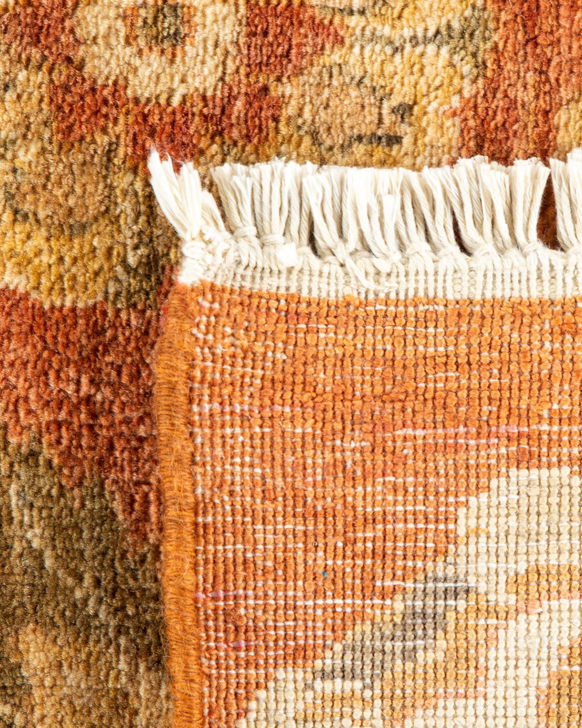 Unikat Hand Made Contemporary Eclectic Brown Area Rug (Handgeknüpft) im Angebot