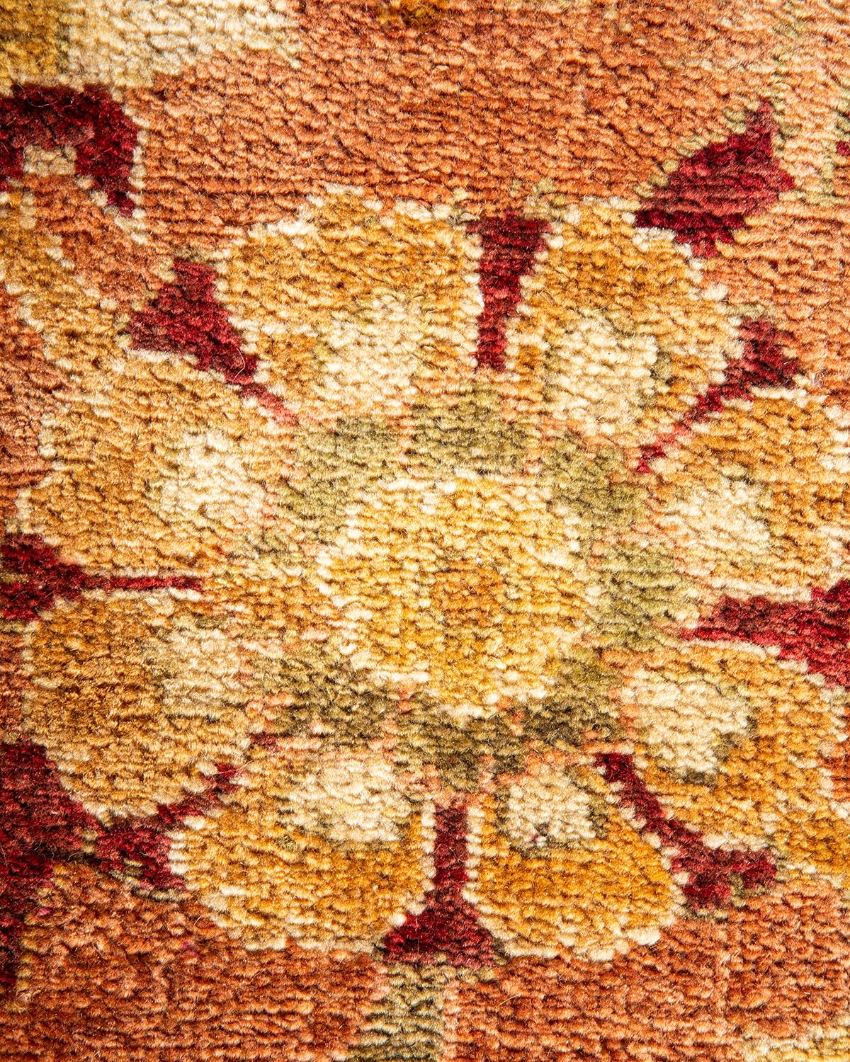 Wool One-of-a-kind Hand Made Contemporary Eclectic Brown Area Rug For Sale
