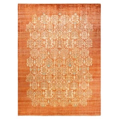 One-Of-A-Kind Hand Made Contemporary Eclectic Brown Area Rug