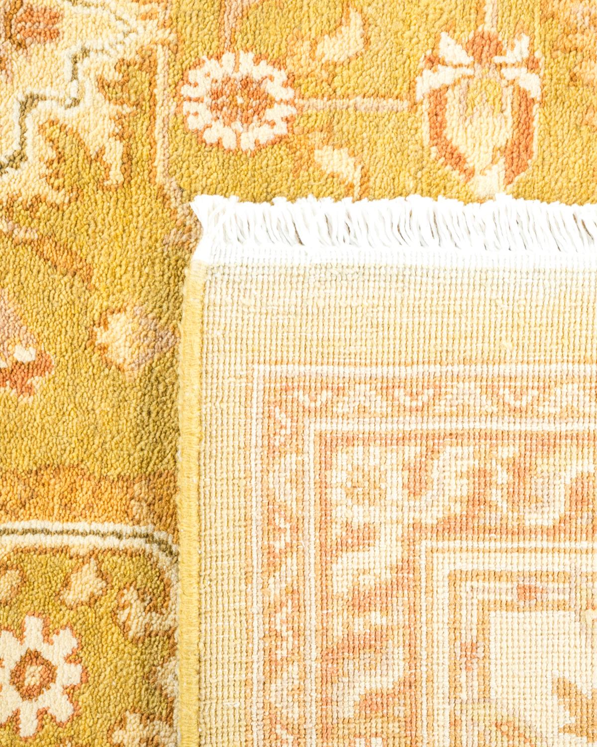 Hand-Knotted One-of-a-Kind Hand Made Contemporary Eclectic Green Area Rug For Sale