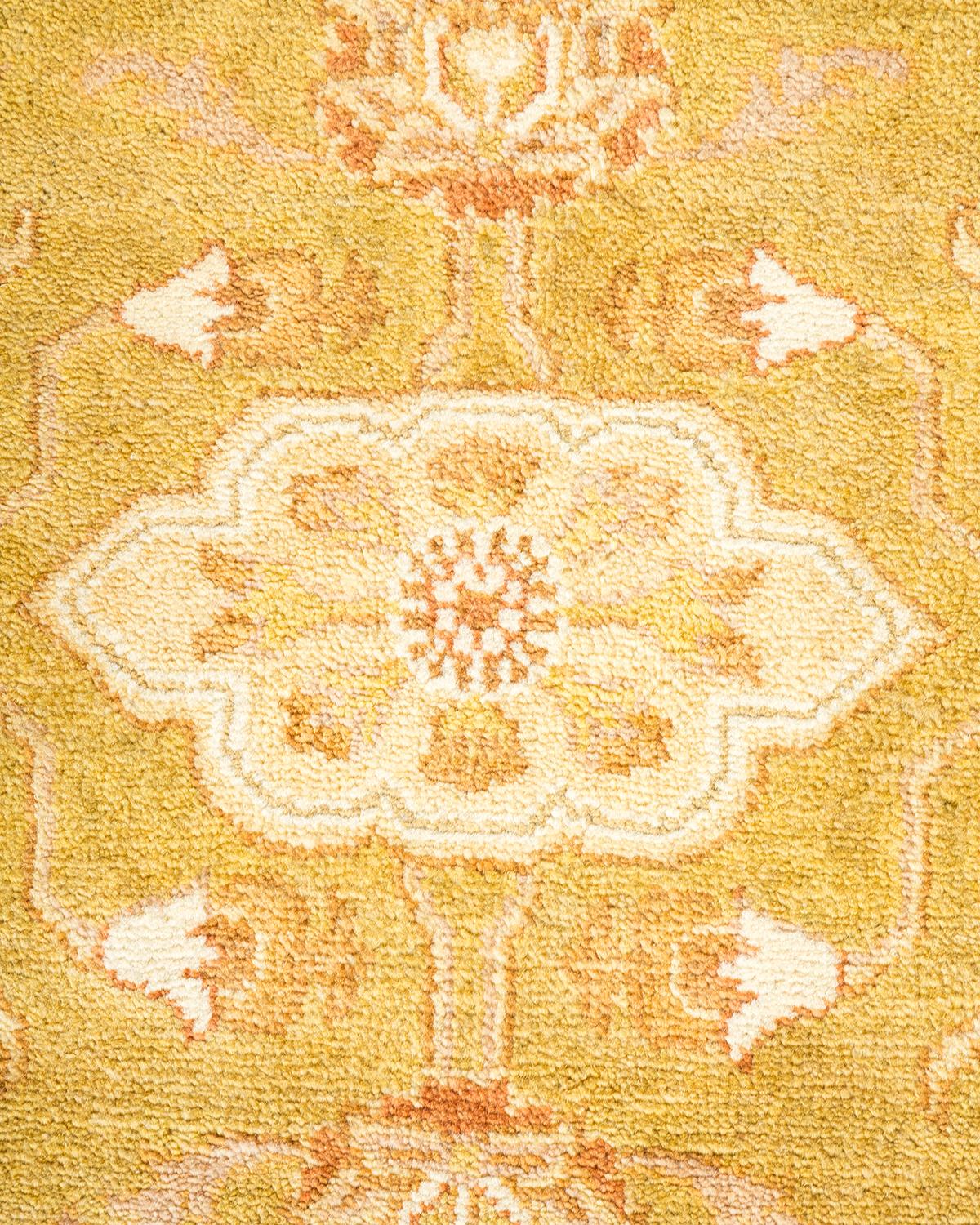 Wool One-of-a-Kind Hand Made Contemporary Eclectic Green Area Rug For Sale